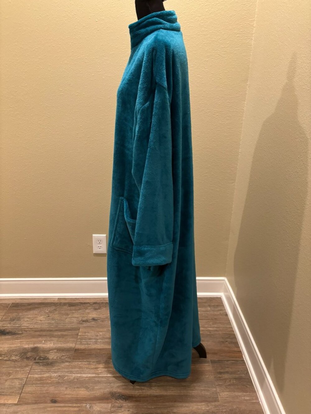 NWT Alexander Del Rossa Plush Zip Front Robe Housecoat Teal Green 2X Plus - Picture 6 of 12